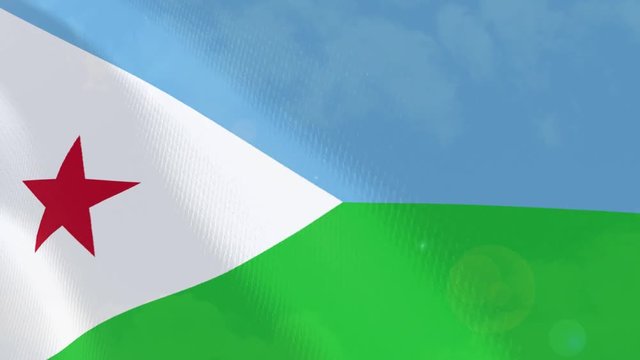 Djibouti modern and realistic closeup 3D flag animation. Perfect for background or texture purposes. Seamless Loop.