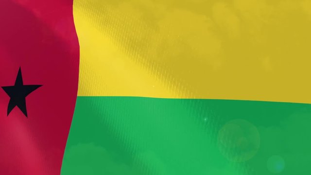 Guinea bissau modern and realistic closeup 3D flag animation. Perfect for background or texture purposes. Seamless Loop.