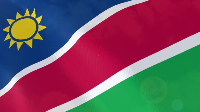 Namibia modern and realistic closeup 3D flag animation. Perfect for background or texture purposes. Seamless Loop.