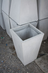 Rectangular  concrete pots for plants  in store