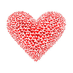 Cloud of hearts A lot of hearts in the shape of a heart. Valentine's Day. 3d illustration.