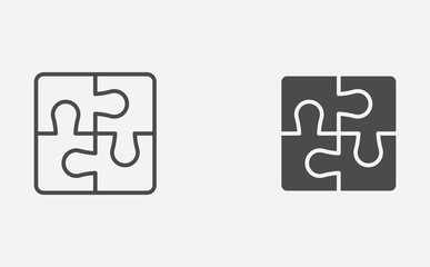 Puzzle filled and outline vector icon sign symbol