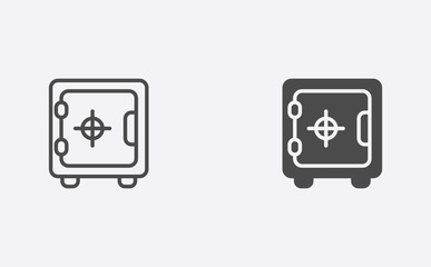 Safe box filled and outline vector icon sign symbol