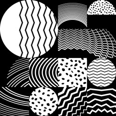Sample modern cover design. Geometric seamless pattern. White and black illustration
