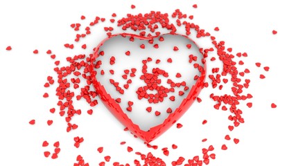 Abstract red heart bokeh background for Valentine's day. 3d render. 3d illustration