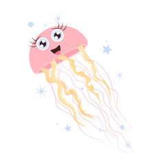 Obraz premium Cute pink jellyfish