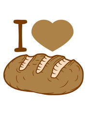 symbol liebe i love herz laib brot scheibe hunger toast lecker bäcker backen frühstück abendessen essen brotzeit clipart comic cartoon