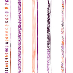 Pattern hand drawn stripes lines. Texture trendy coral, purple pink. Vector surface design.
