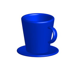 Vector image 3d of a blue cup with a saucer of on a white background