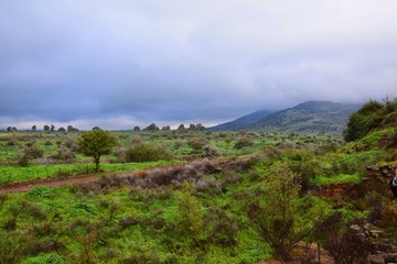 landscape with mountains and clouds