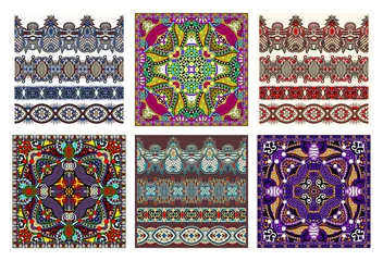 Tischdecke Set aus traditionellem Kalamkari-Ornamentik-Blumen-Paisley-Design © Kara-Kotsya