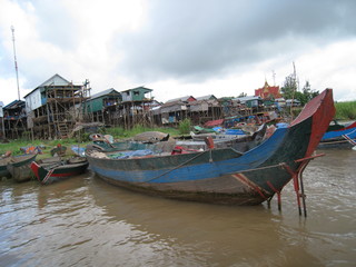 Fototapeta na wymiar Fishing boats in the village
