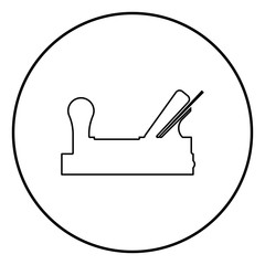 Jointer plane with wood icon black color illustration in circle round