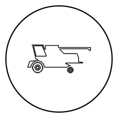Farm harvester for work on field Combine icon black color illustration in circle round