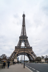 Fototapeta na wymiar View at Eiffel Tower in Winter, Paris, France
