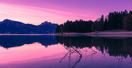 Sunrise at the lake and Alps