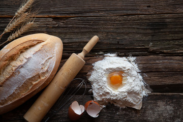 Dough preparation recipe bread, ingredients pastry or bakery cooking