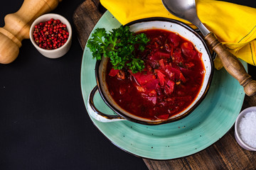Traditional ukrainian soup borscht