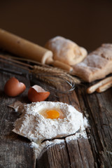 Dough preparation recipe bread, ingredients pastry or bakery cooking