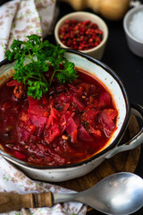 Traditional ukrainian soup borscht