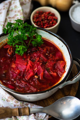 Traditional ukrainian soup borscht