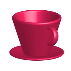 Vector image coffee cup 3d with a saucer of color on a white background