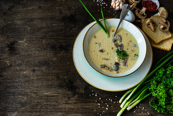 Mushroom soup with cream sour