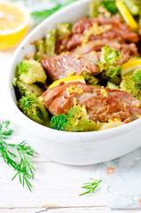 Chicken (turkey) baked with broccoli, lemon and grain mustard