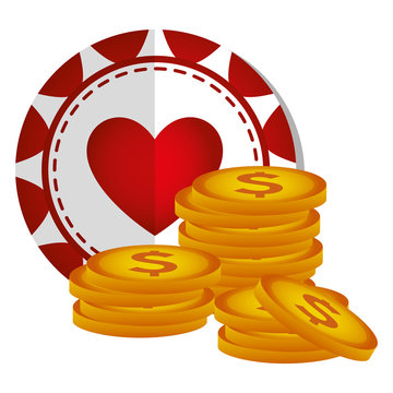 casino chips with money icons