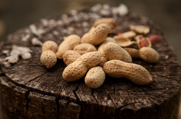 Peanut isolated on the wooden desk