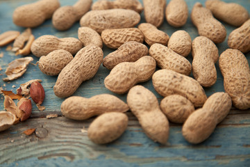 Peanut isolated on the wooden desk