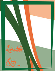Cartel, tarjeta de Día de la República India. Lazos con colores de su bandera.