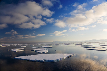 Fototapeta na wymiar Amazing frost Sea landscape of Spitsbergen in the Arctic North Pole region. Soft focus.