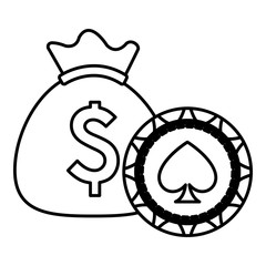 casino chips with money icons