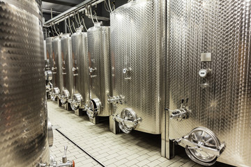 Wine cellars in an underground storage.Shallow doff