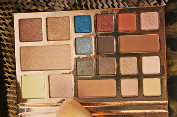 fashion set of new cosmetics palettes. close up