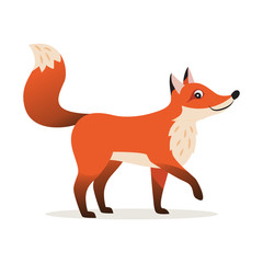 Icon of funny cute red fox isolated, forest, woodland animal, vector illustration for children book or decoration