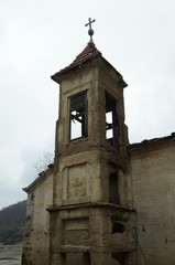 The St Nicholas Church near Mavrovo lake in Macedonia. It was built in 1853 and submerged in the...