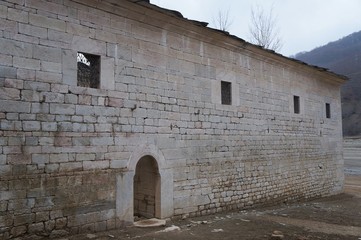 Detail of the St Nicholas Church near Mavrovo lake in Macedonia. It was built in 1853 and submerged...