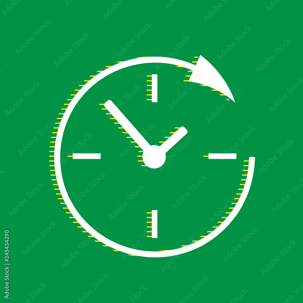 Poster service and support for customers around the clock and 24 hours. vector. white flat icon with yellow