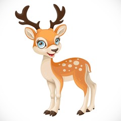 Cute cartoon dappled deer isolated on a white background