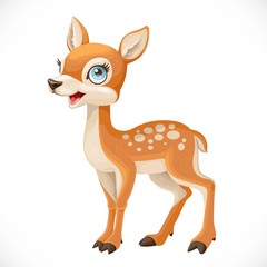 Cute cartoon spotted fallow deer isolated on a white background