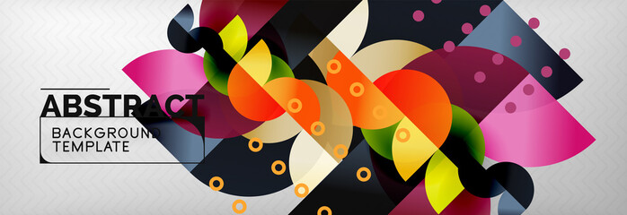 Circle vector abstract geometric background, color round shapes composition on grey