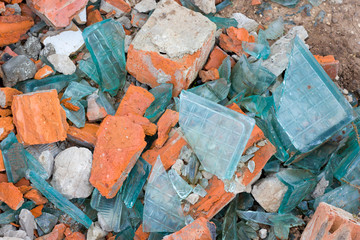 broken bricks and glass