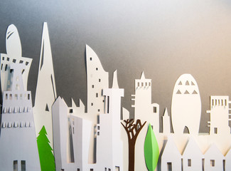 Paper cut design of the city view. Creativity, education, hobby, innovation and inspiration concept.
