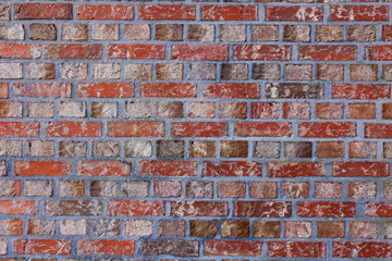 Od red brick wall texture background. bricked wall of orange color, wide vintage style.