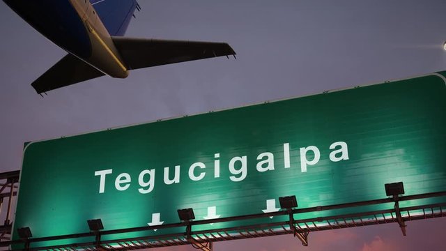Airplane Take off Tegucigalpa during a wonderful sunrise