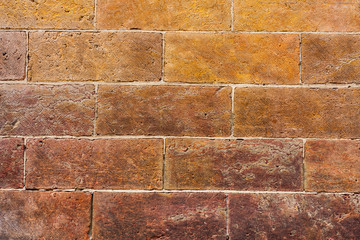 Old red brick wall background texture close up. bricked wall textured pattern for continuous replicate.
