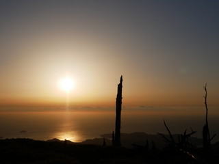 The morning sun shining on Kumano nada viewed from Odaigahara