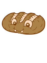 lebendig gesicht glücklich laib brot scheibe hunger toast lecker bäcker backen frühstück abendessen essen brotzeit clipart comic cartoon